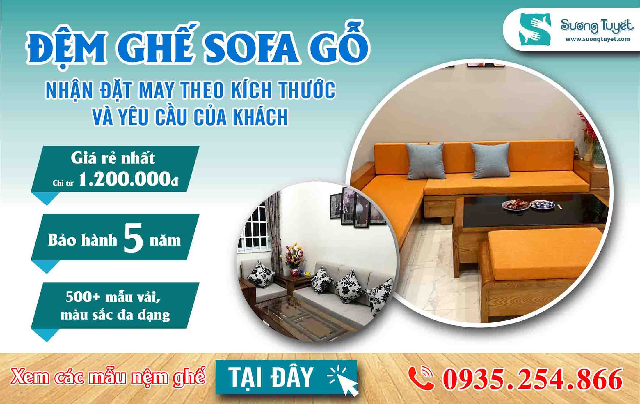 banner đệm ghế gỗ