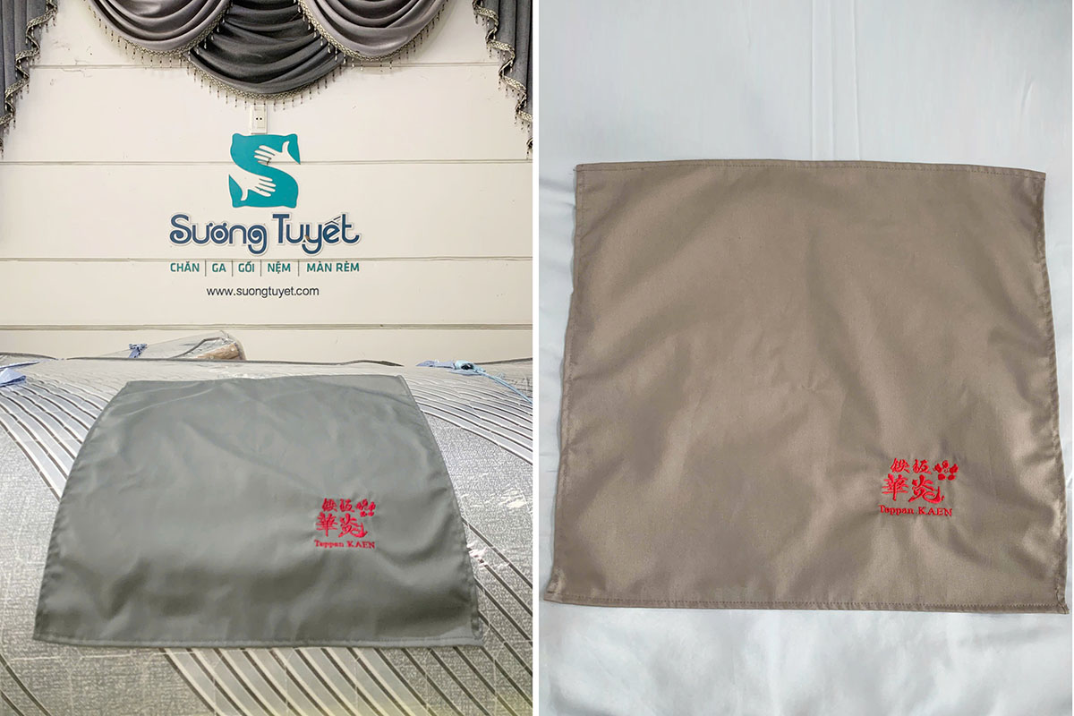 Mẫu khăn kaki thêu napkin hay dùng.