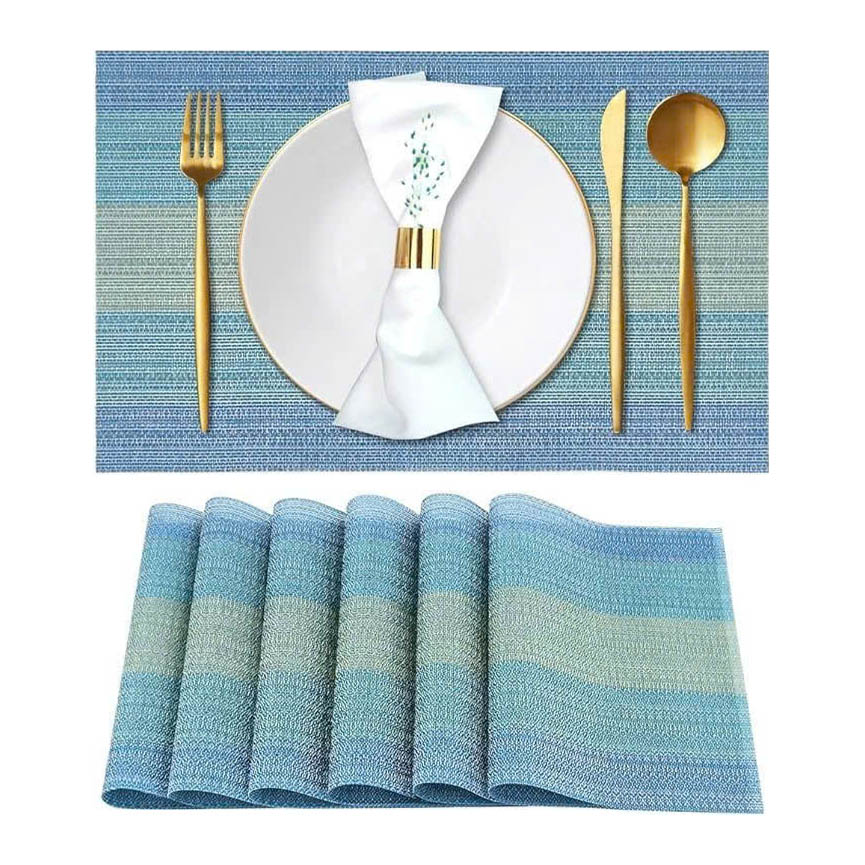 Mẫu tấm lót bàn ăn màu xanh navy.