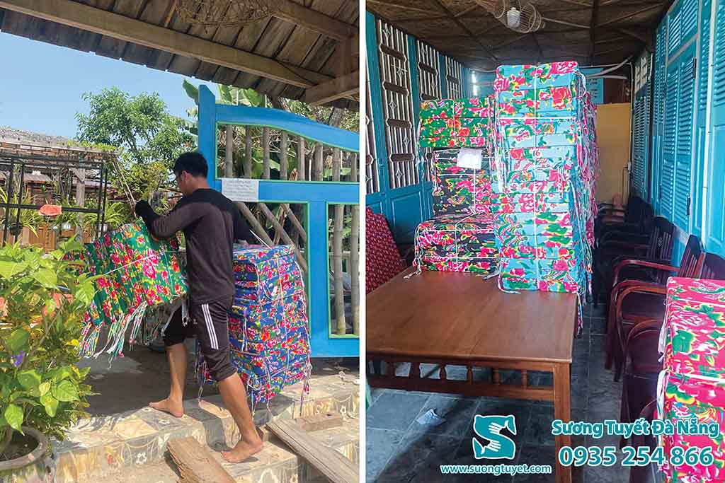 H&igrave;nh ảnh cung cấp 400 nệm l&oacute;t ghế cổ điển cho c&agrave; ph&ecirc; Chiic Chilax Hội An.