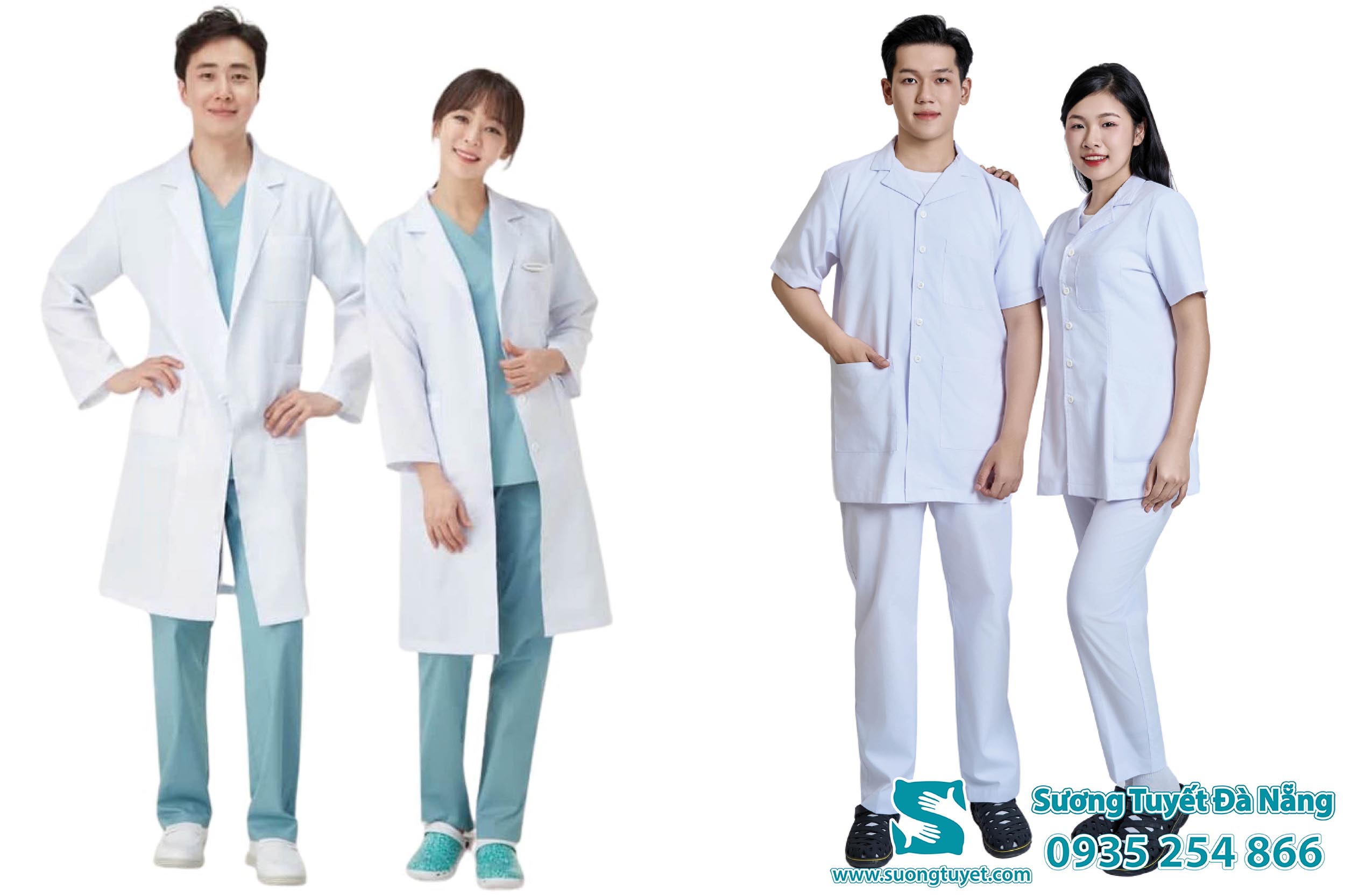 Hai dạng đồng phục bệnh viện phổ biến hiện tại.
