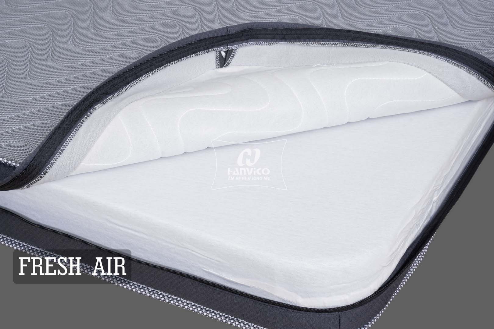Cận cảnh lớp lõi 2 lớp bao gồm bông ép và foam của Fresh Air.