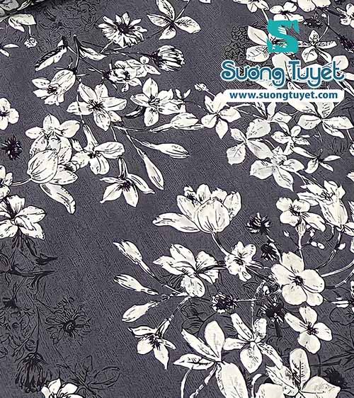 mẫu chăn cotton đà nẵng hoa lá màu trắng đen
