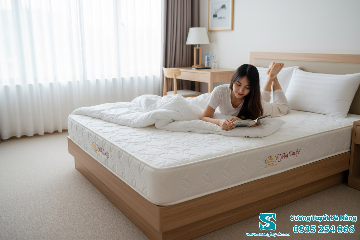 Nệm cao su tổng hợp Dana Pacific chần viền êm ái.