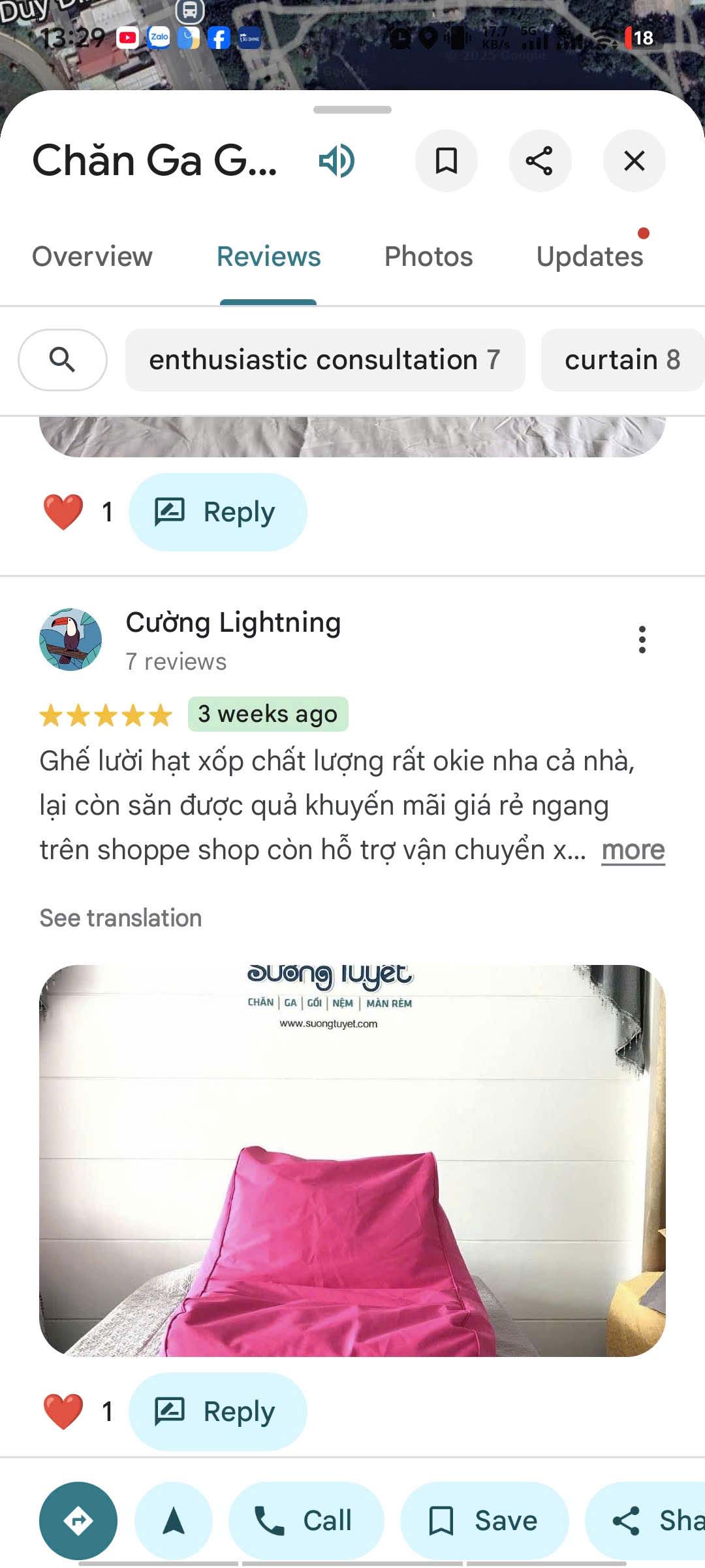 Phản hồi tích cực của khách về ghế lười Sương Tuyết.