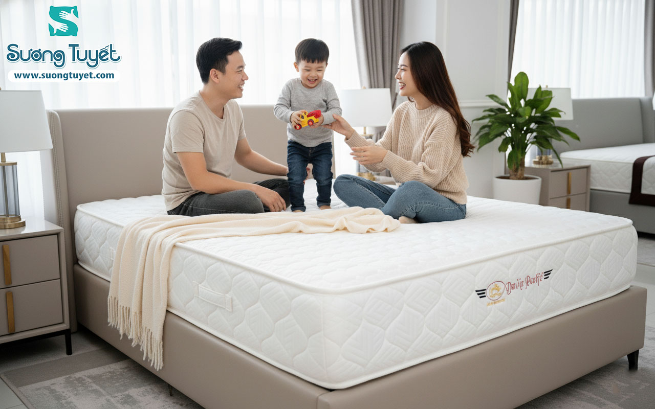 Nệm lò xo này phù hợp cùng cho cả gia đình lẫn không gian lưu trú.