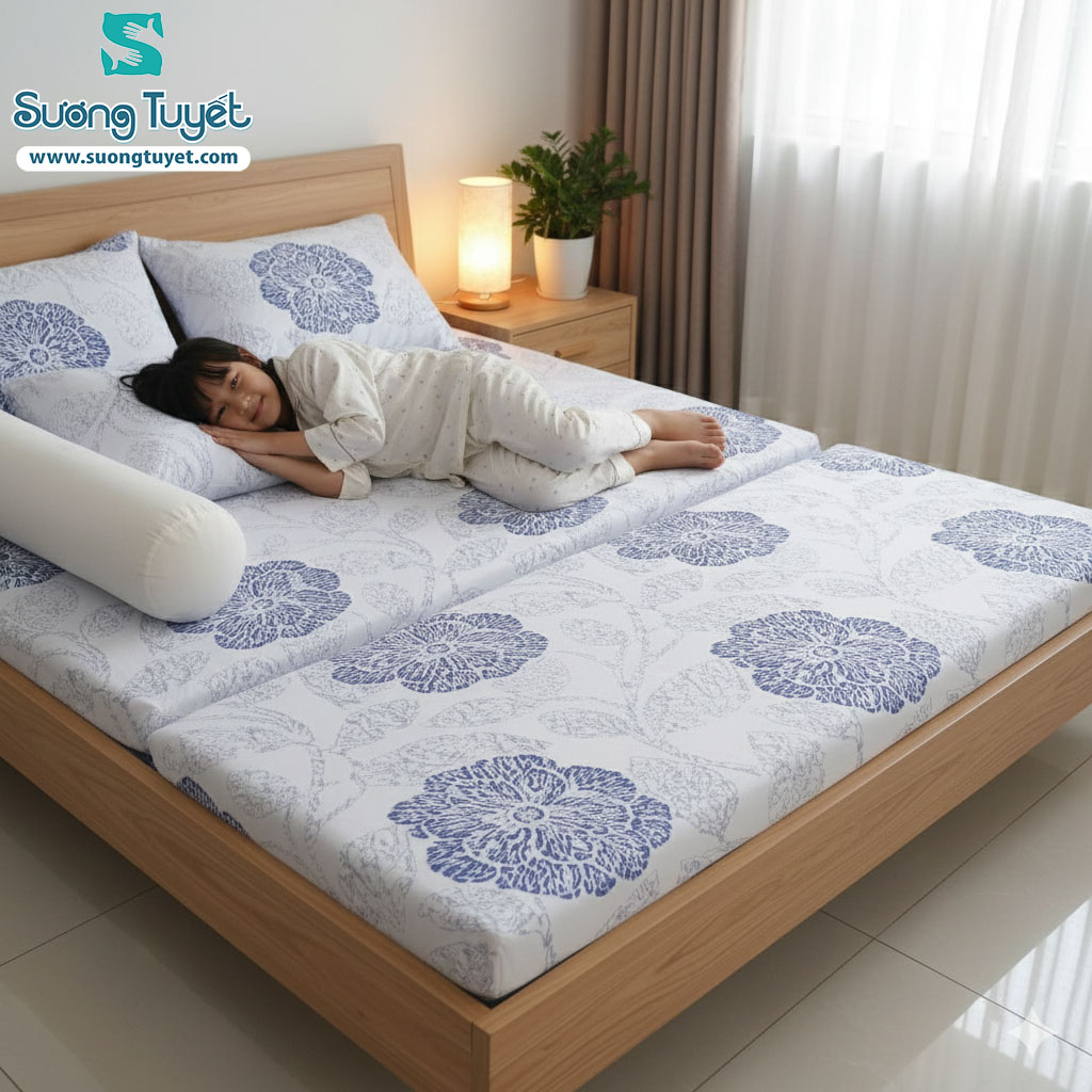 Nệm Dana Pacific gấp 3 mang đến sự tiện dụng khi nằm.