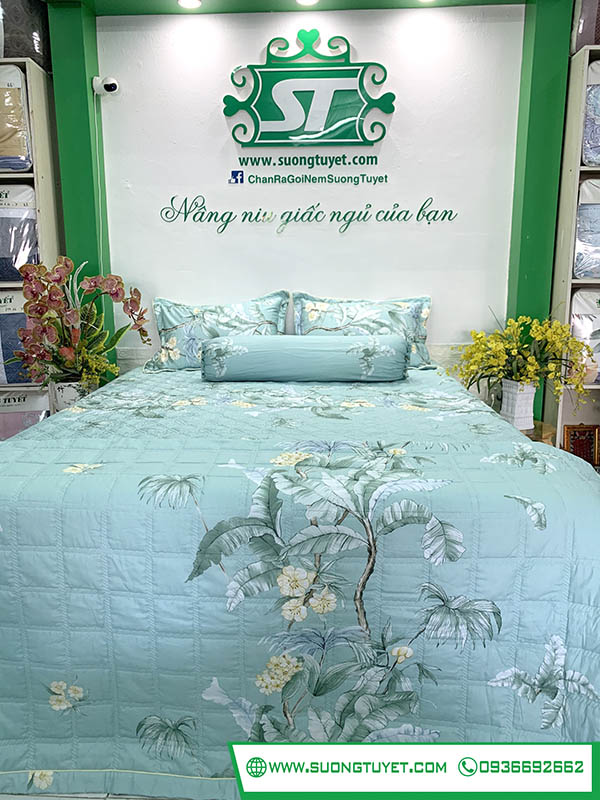 ga giường cotton hàn quốc màu xanh da trời