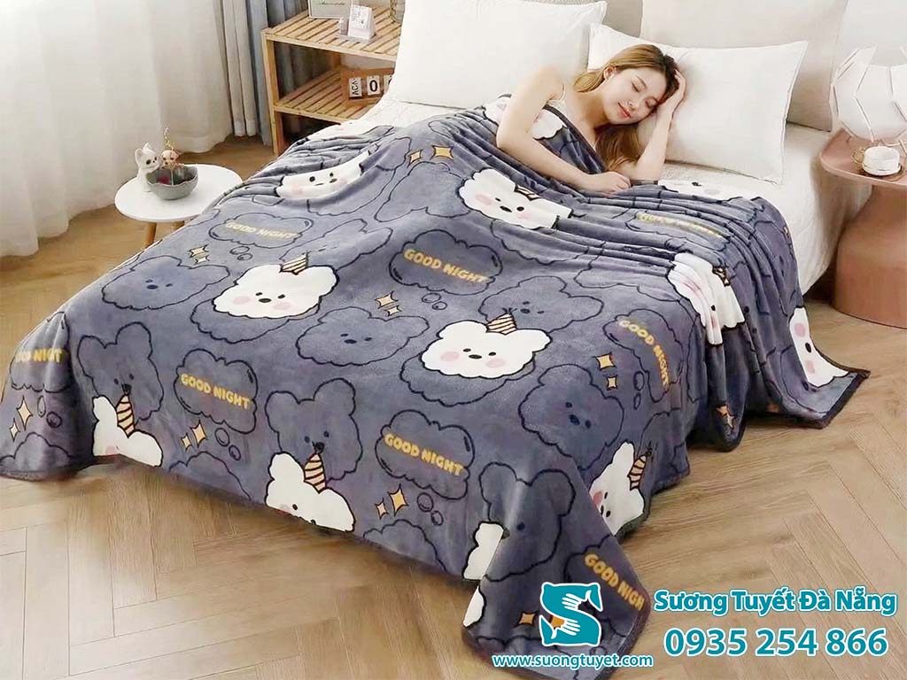 Mền lông tuyết m8 x 2m màu xám đẹp