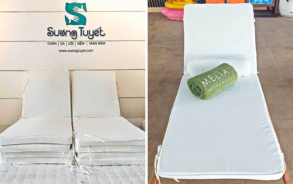 Bộ nệm ghế chống thấm màu trắng kem đẹp.