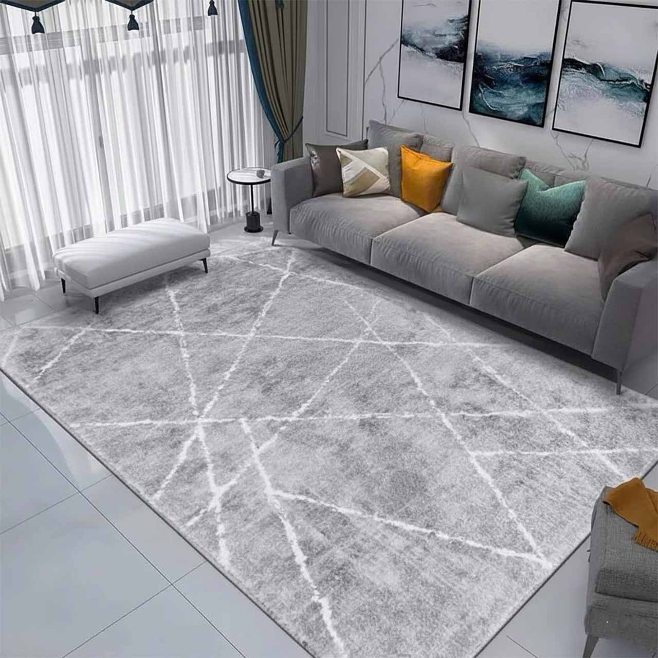 Thảm l&ocirc;ng trải s&agrave;n 020 m&agrave;u ghi đẹp