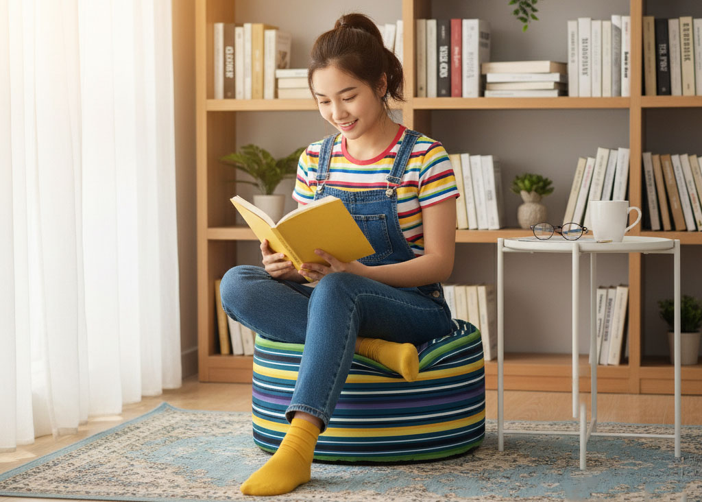 Đôn ghế ruột xốp là sản phẩm thư giãn êm ái.