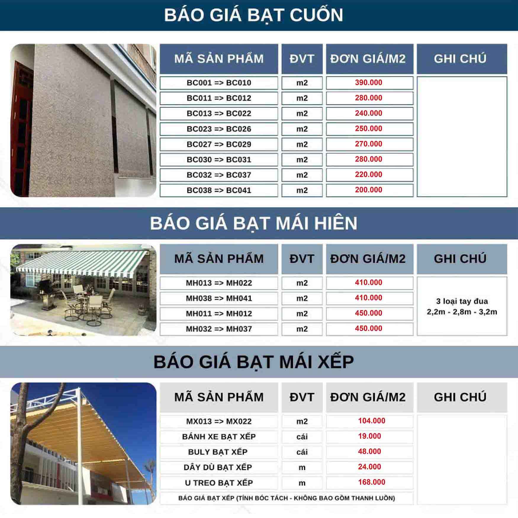 Bảng giá bạt cuốn City Blind.