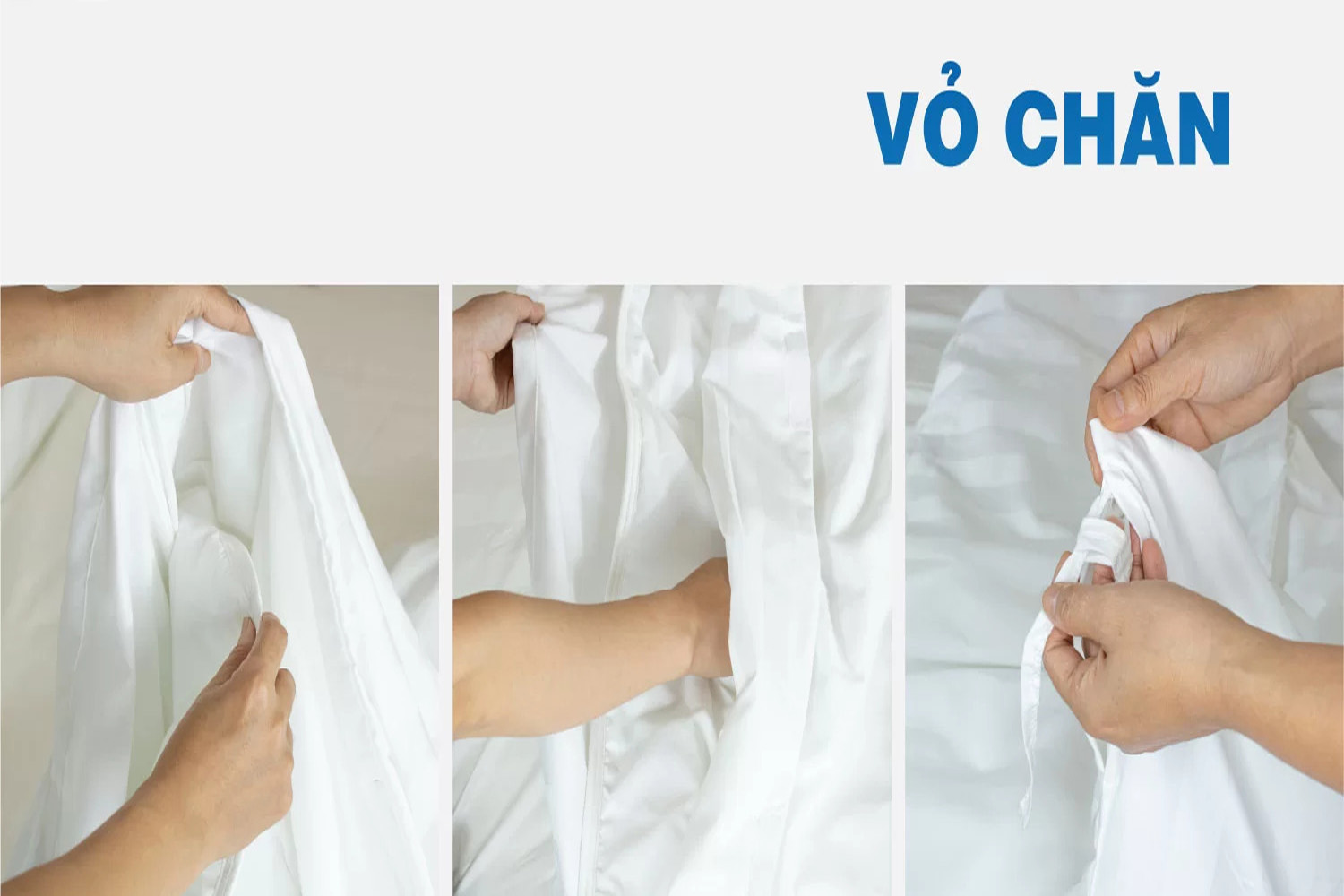 Ruột chăn sẽ được lồng vào vỏ chăn để cho ra chăn hoàn chỉnh.