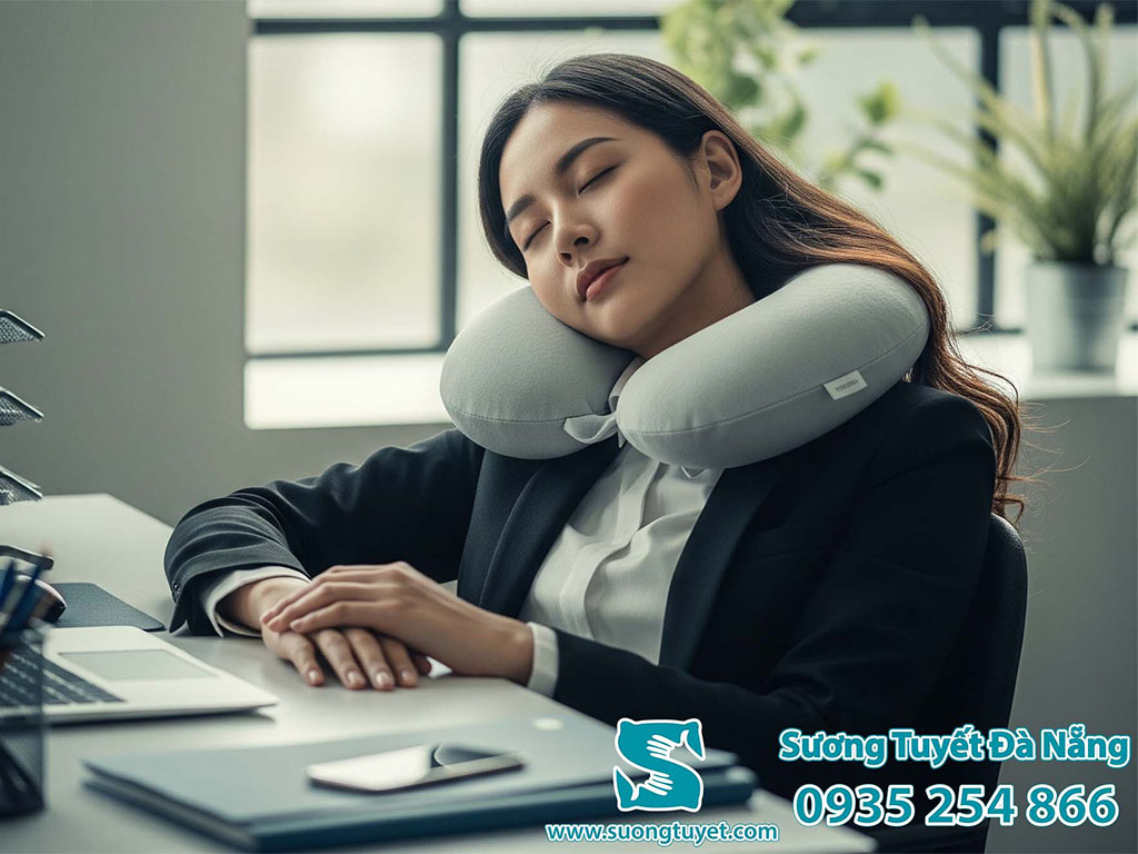 Gối cố định cổ tạo sự nâng đỡ êm ái, chống đau cổ gáy.