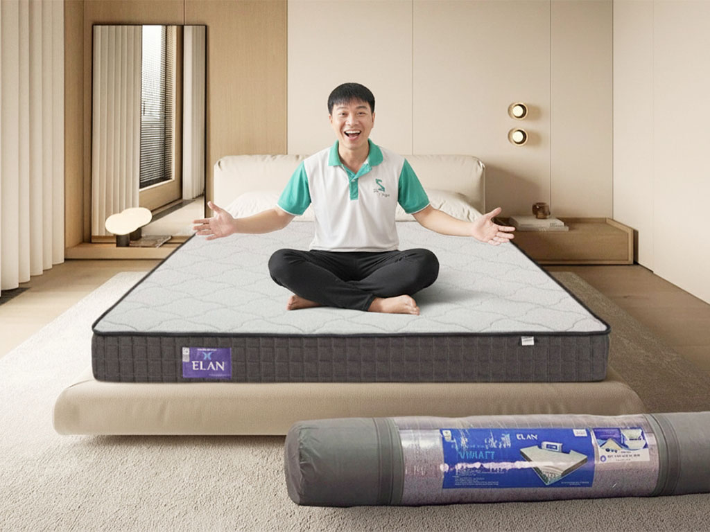 Nệm lò xo Elan nay đã có thiết kế cuộn tròn gọn nhẹ.