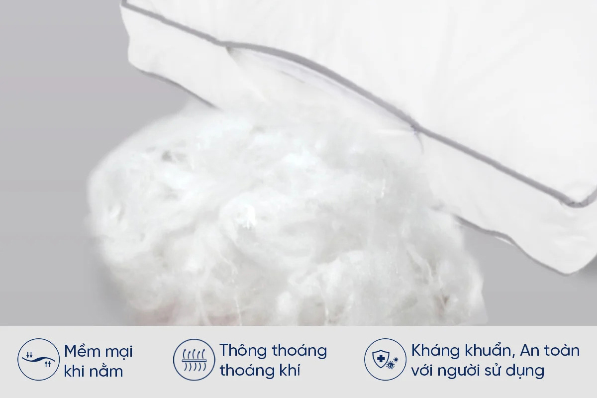 Gối lông vũ nhân tạo vừa an toàn, vừa êm ái.