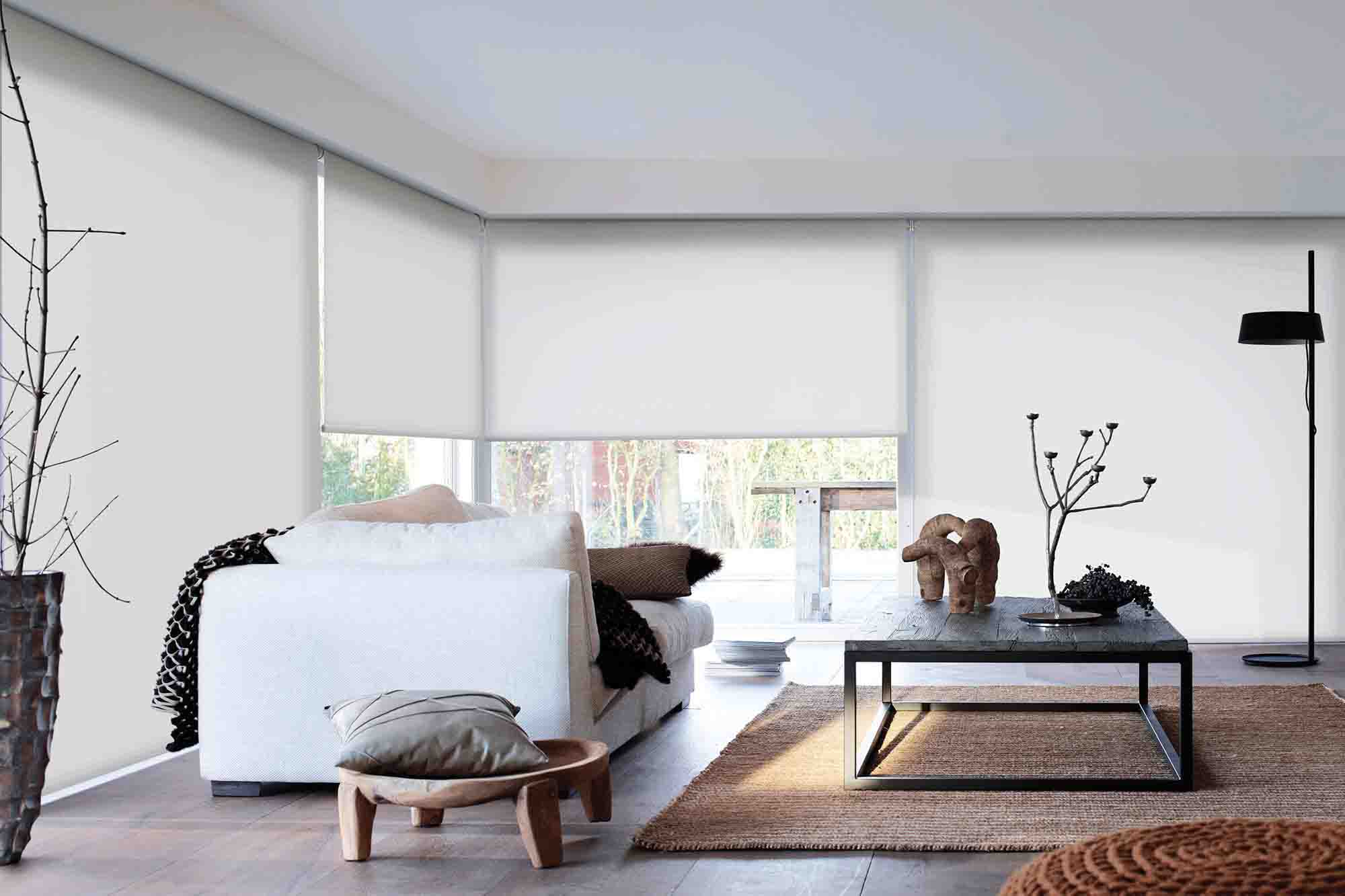 Mẫu rèm cuốn truyền thống đơn sắc.