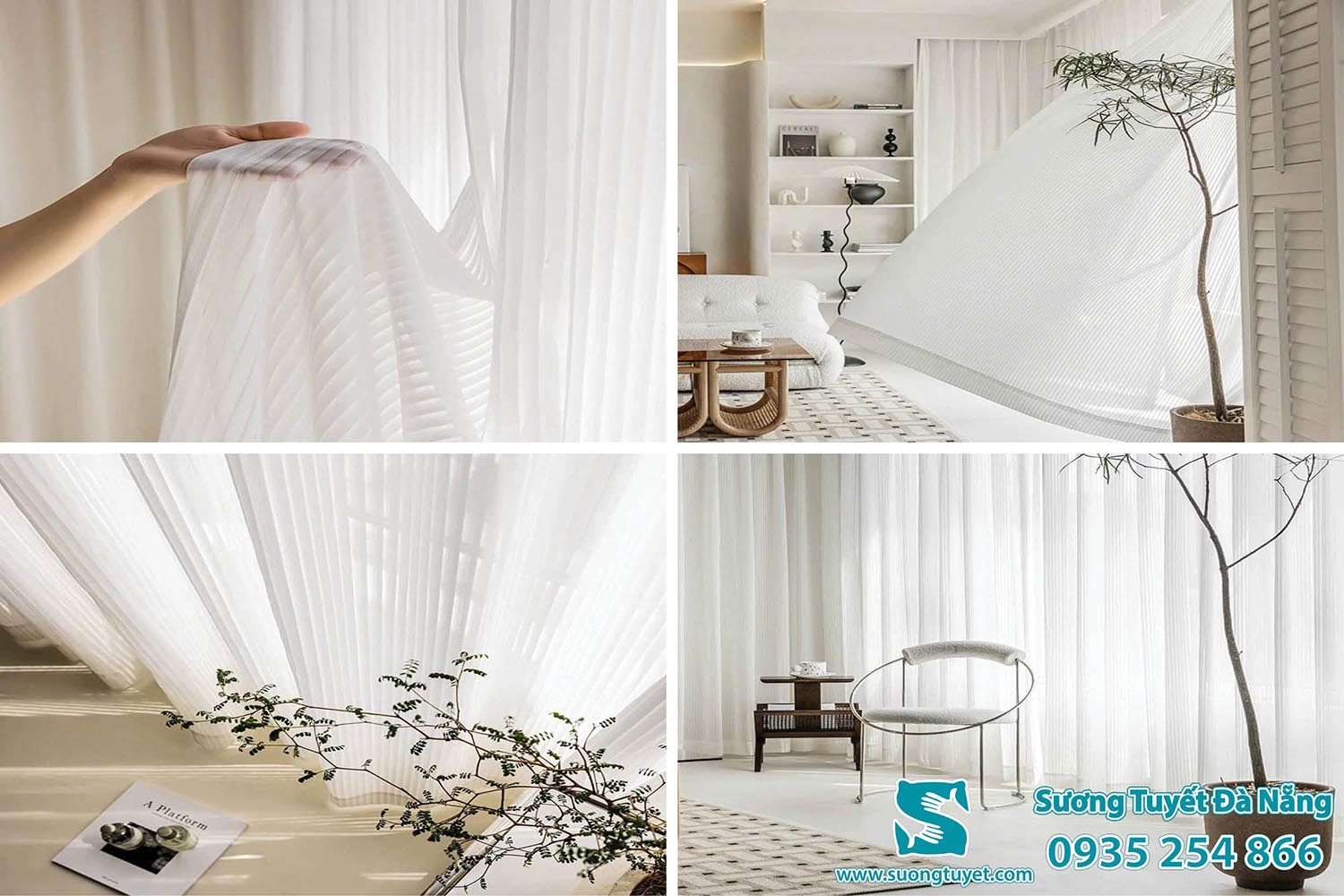 Nếu nhìn không kỹ thì cứ tưởng rèm linen là rèm voan.