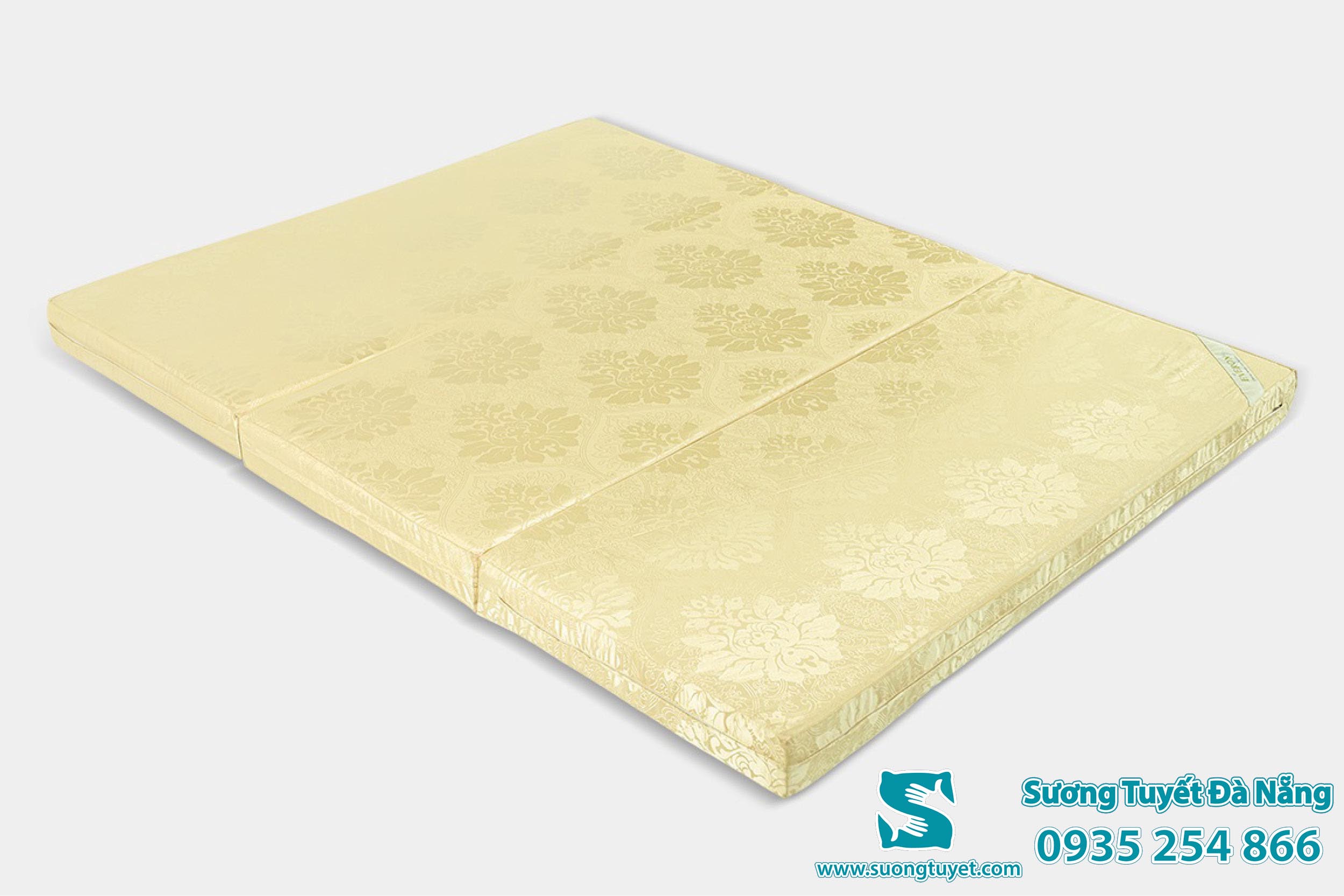 Nệm Everon gấp 3 mảnh độc lập, thiết kế đẹp, vỏ gấp tao nhã.