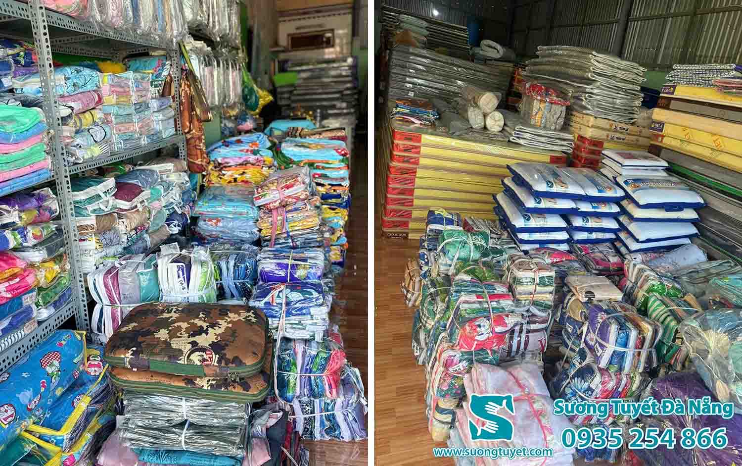 Kho chăn ga Sương Tuyết luôn sẵn sàng cung ứng nguồn chăn mền khách cần.