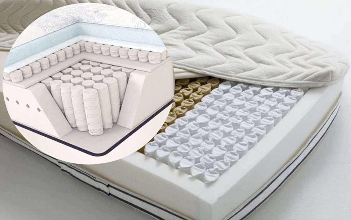 Cấu tạo chi tiết c&aacute;c con l&ograve; xo t&uacute;i độc lập trong nệm Double Win.