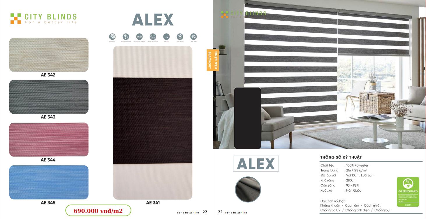 Mẫu rèm cầu vồng City Alex- 690.000đ/m2.