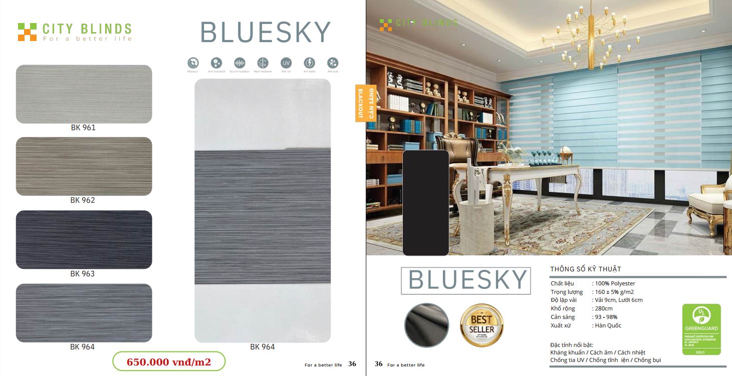 Mẫu rèm cầu vồng City Bluesky- 650.000đ/m2.
