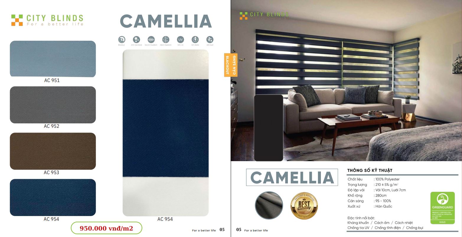 Mẫu rèm cầu vồng City Camellia: 950.000đ/m2.