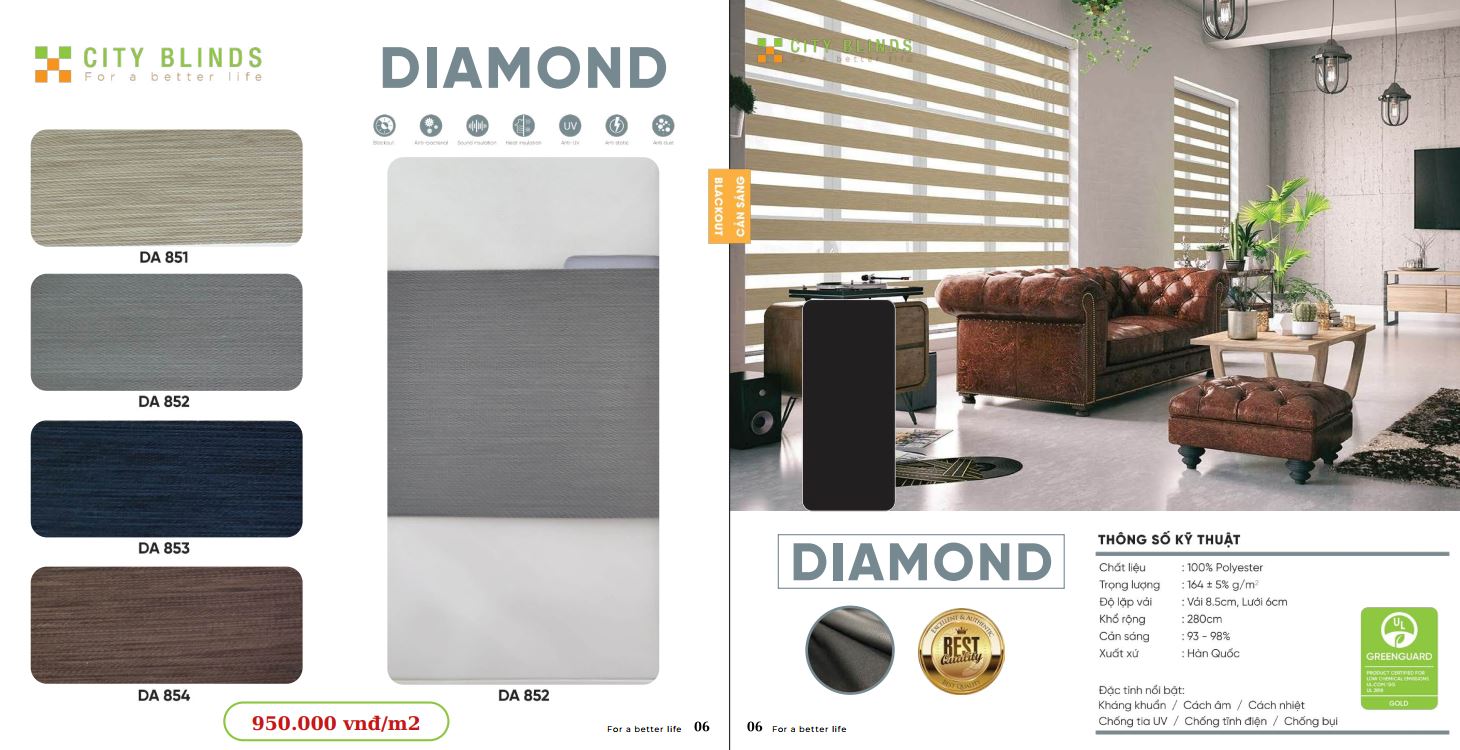Mẫu rèm cầu vồng City Diamond- 950.000đ/m2.