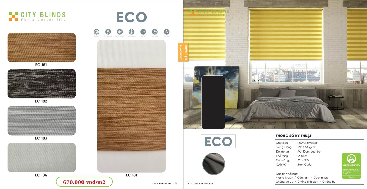 Mẫu rèm cầu vồng City Eco- 670.000đ/m2.