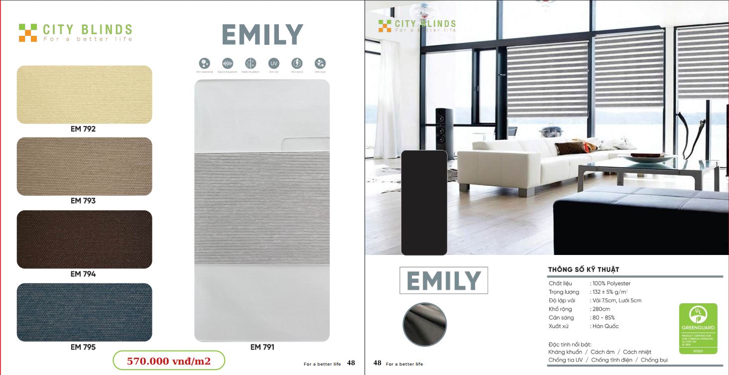 Mẫu rèm cầu vồng City Emily - 570.000đ/m2.
