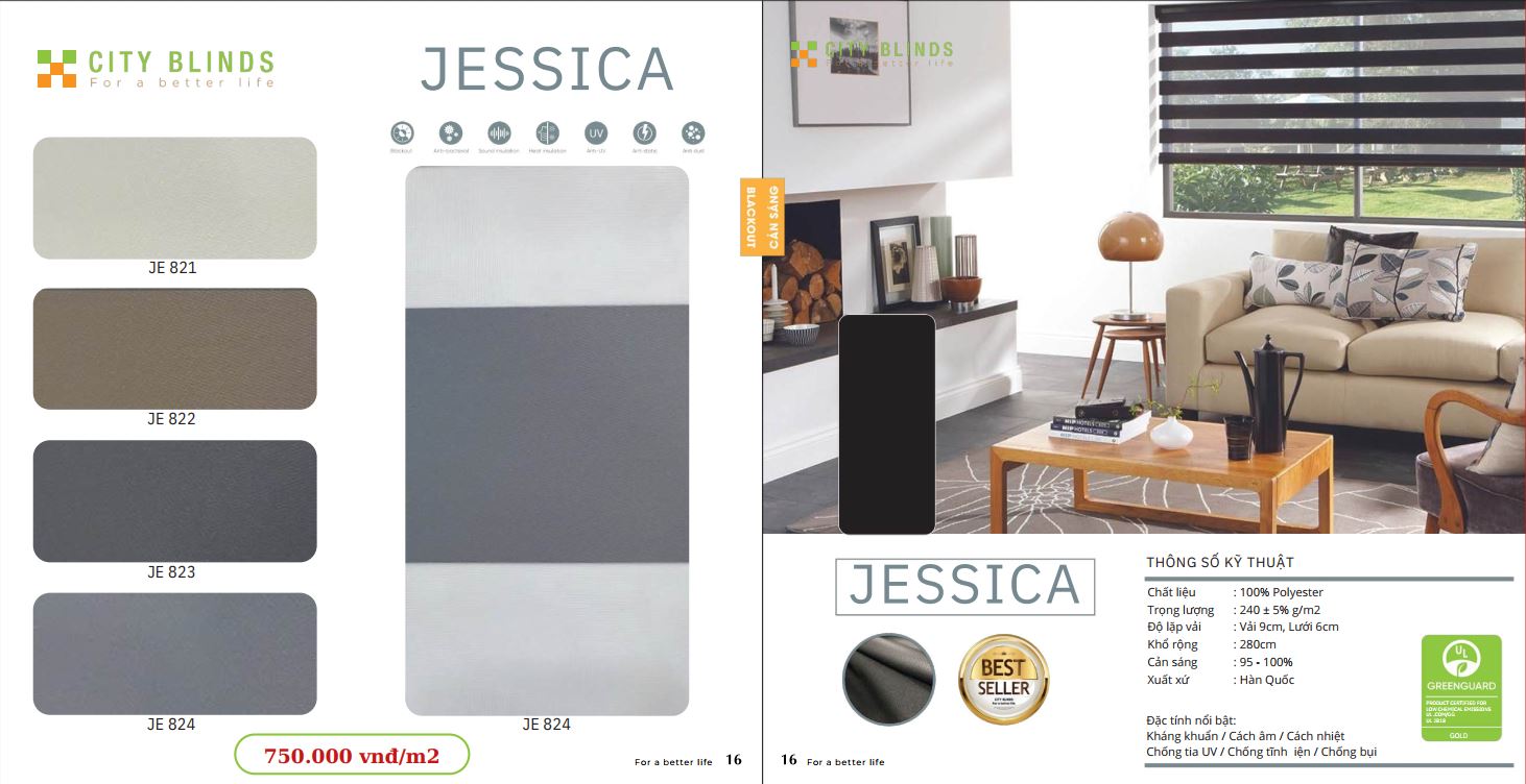 Mẫu rèm cầu vồng City Jessica- 750.000đ/m2.