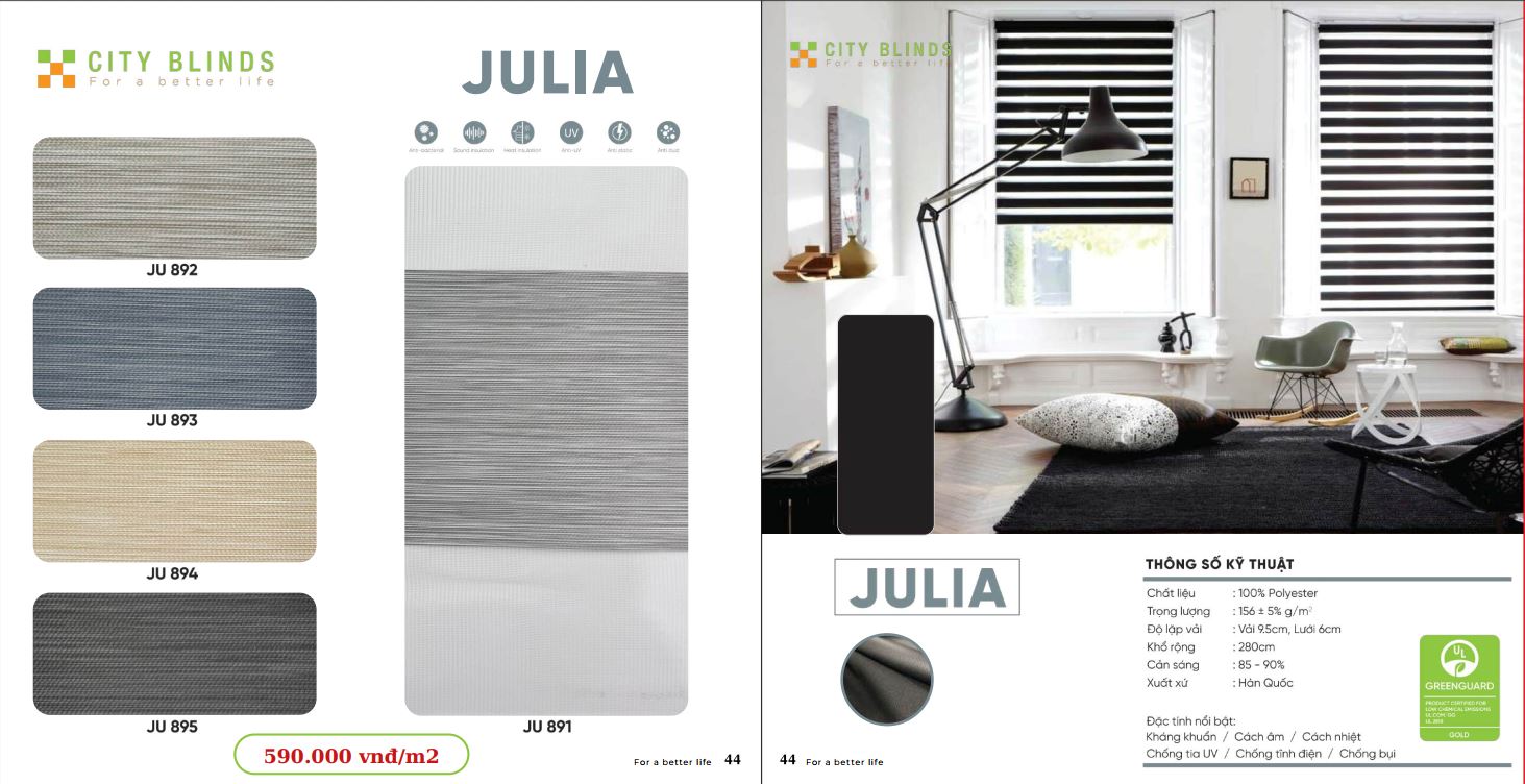 Mẫu rèm cầu vồng City Julia- 590.000đ/m2.