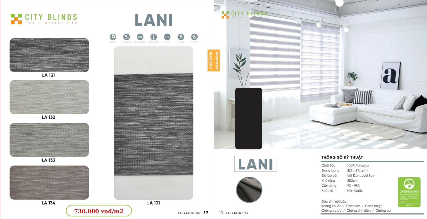 Mẫu rèm cầu vồng City Lani- 730.000đ/m2.