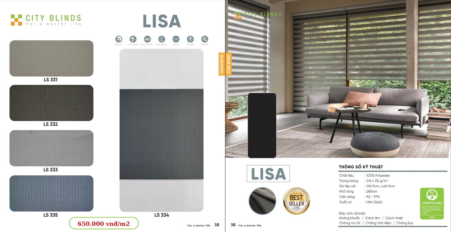Mẫu rèm cầu vồng City Lisa- 650.000đ/m2.