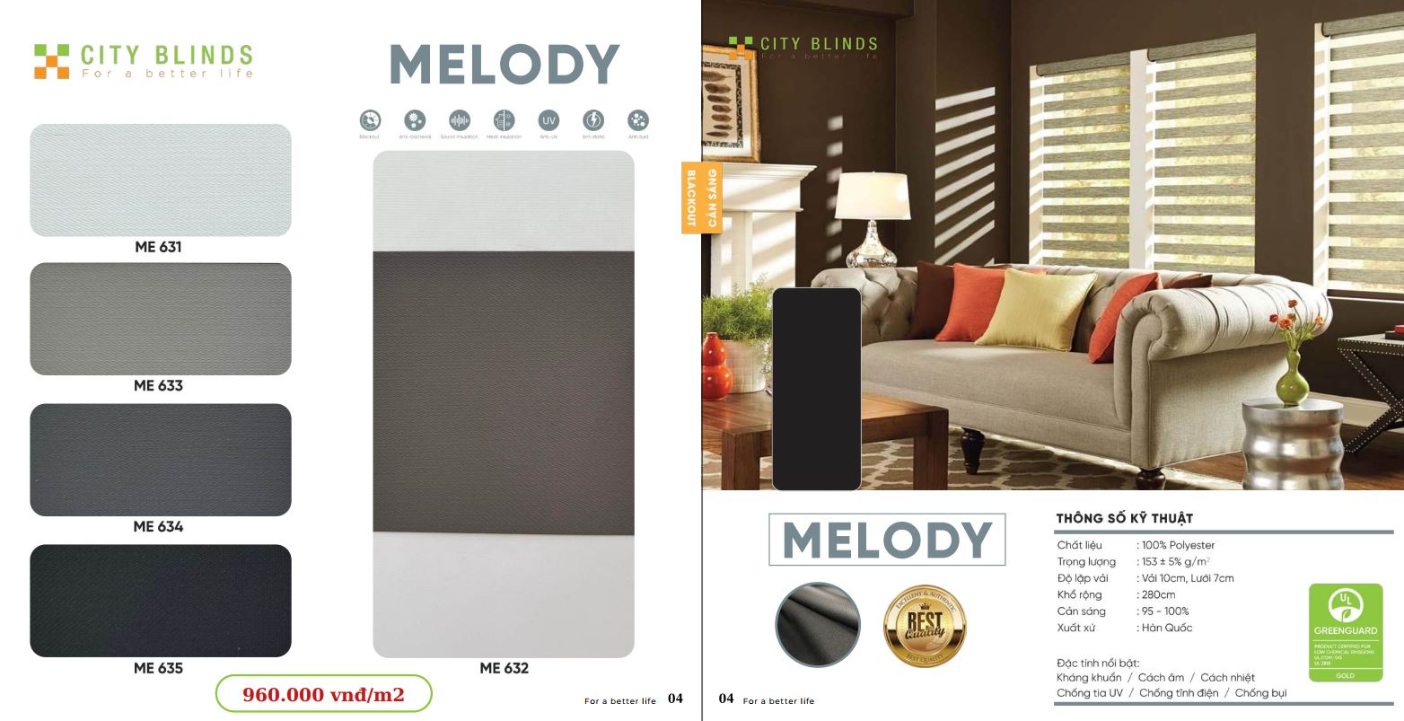 Mẫu rèm cầu vồng City Melody- 960.000đ/m2.