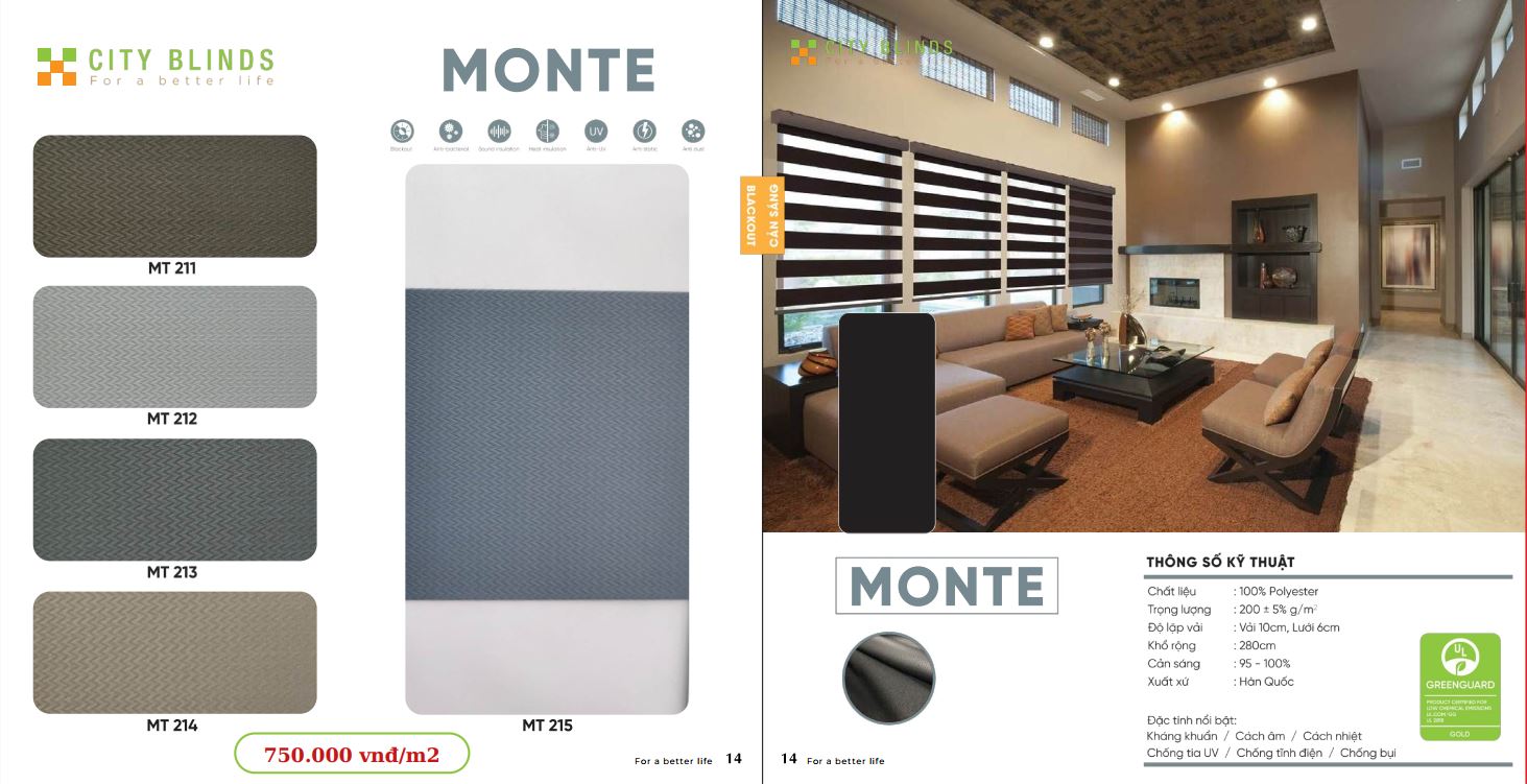 Mẫu rèm cầu vồng City Monter- 750.000đ/m2.