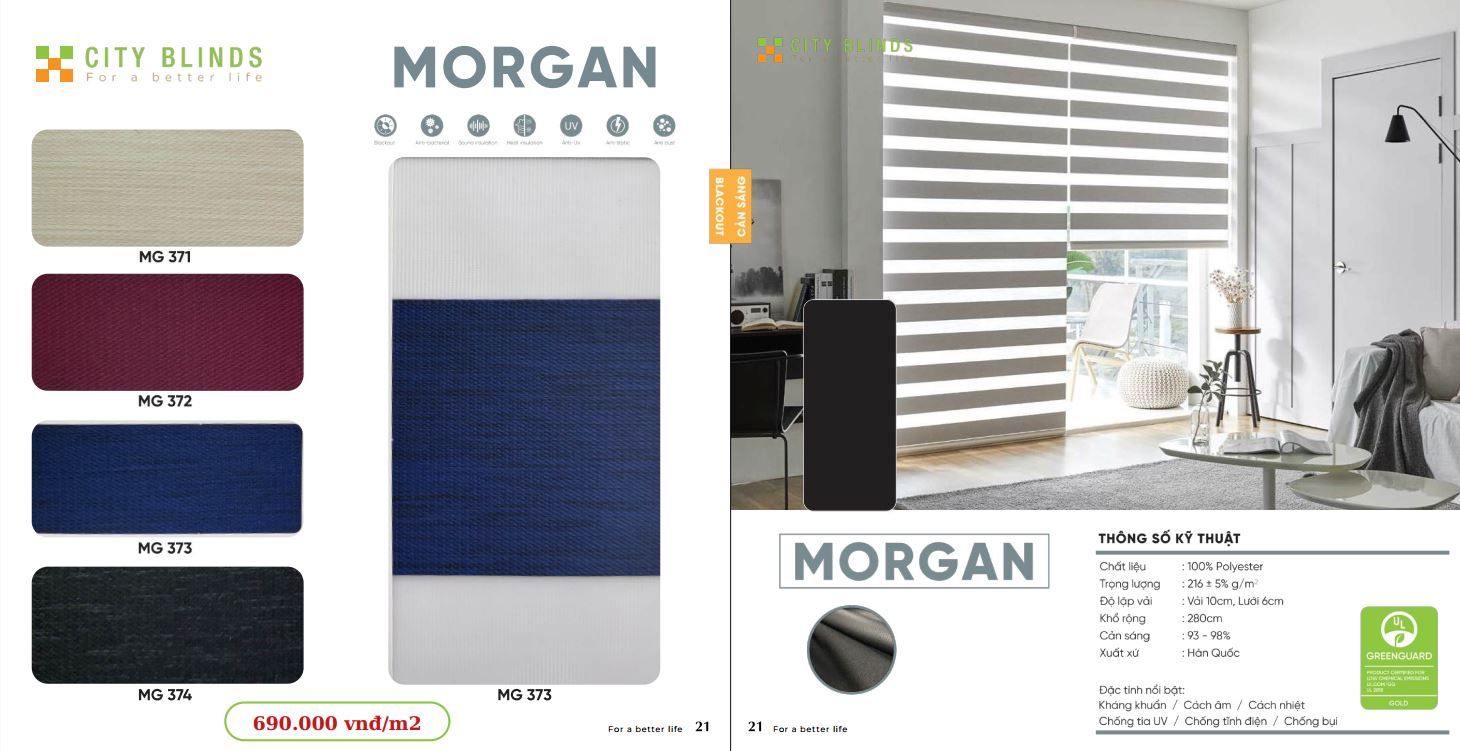 Mẫu rèm cầu vồng City Morgan- 690.000đ/m2.