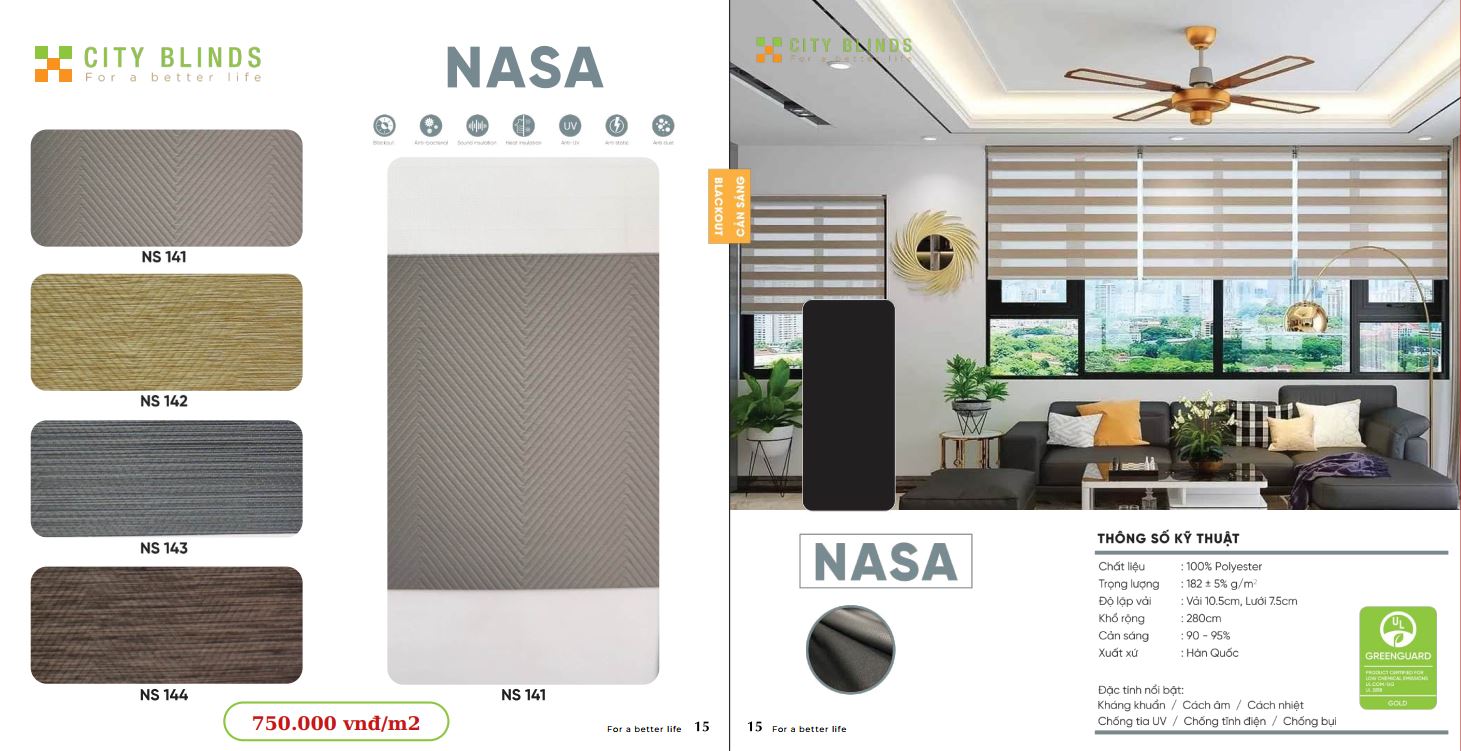 Mẫu rèm cầu vồng City NASA- 750.000đ/m2.