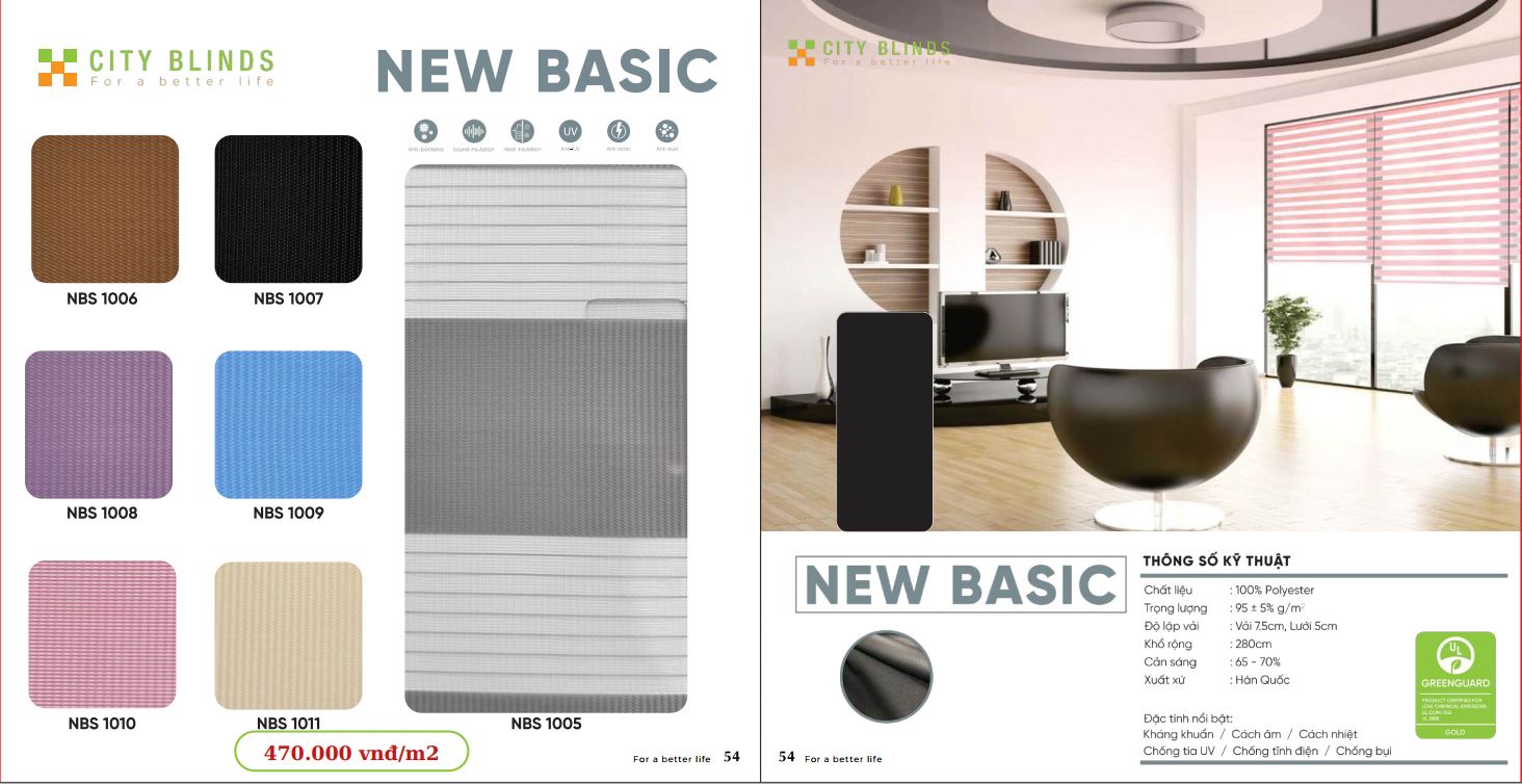 Mẫu rèm cầu vồng City New Basic - 470.000đ/m2.