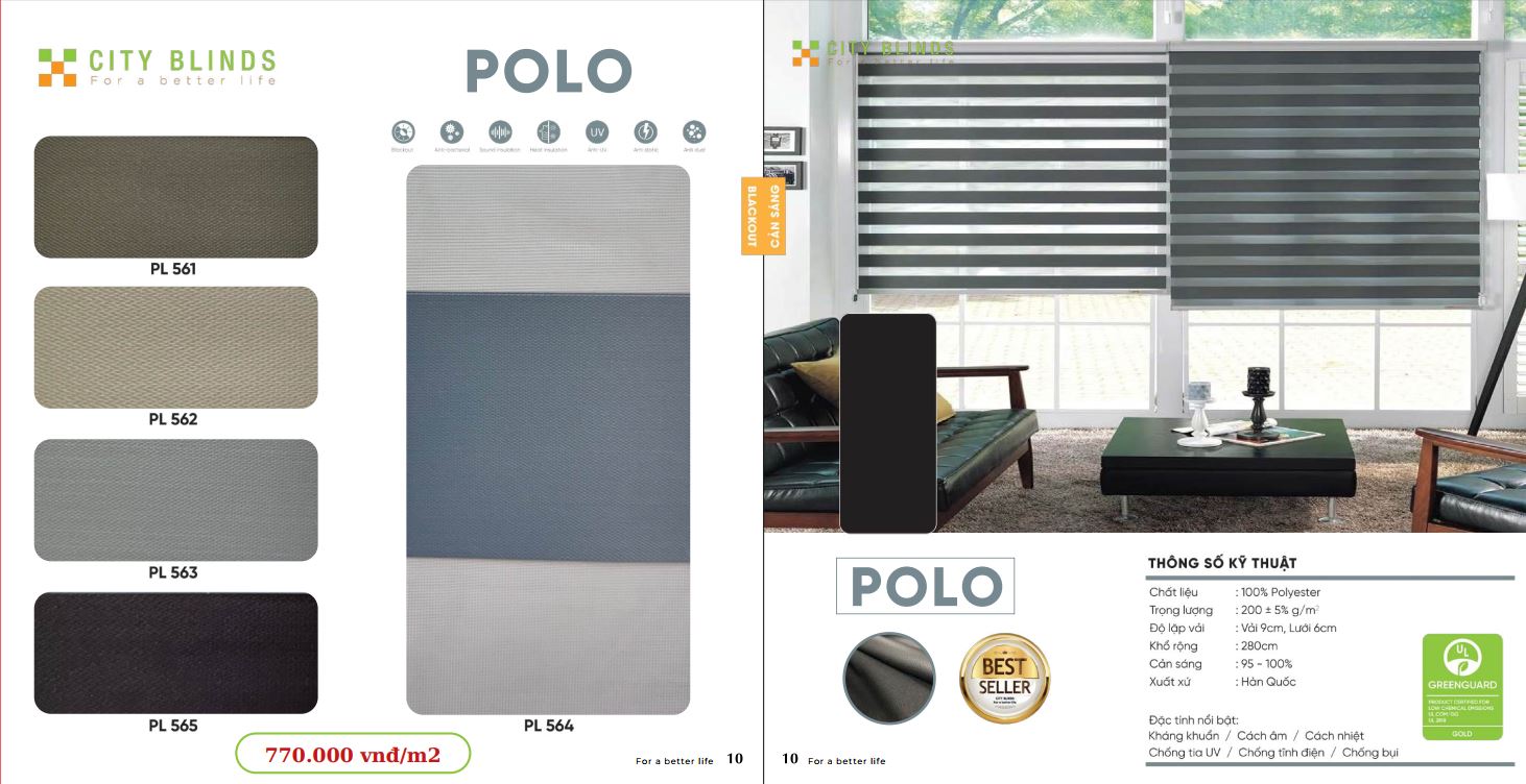Mẫu rèm cầu vồng City Polo- 770.000đ/m2.