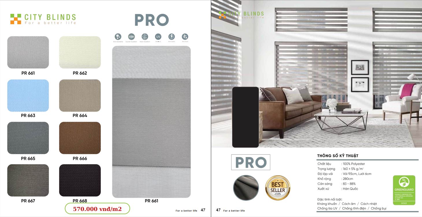 Mẫu rèm cầu vồng City Pro- 670.000đ/m2.
