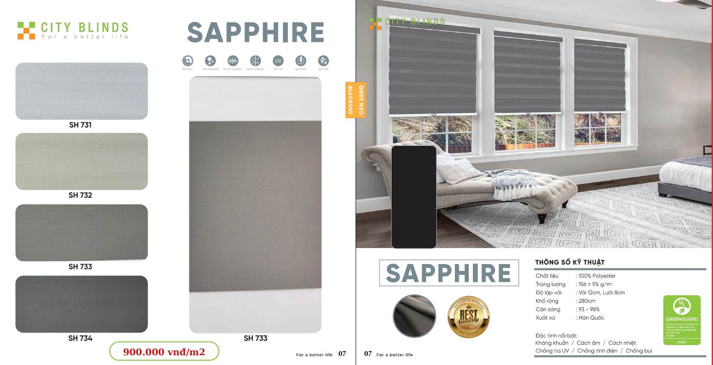 Mẫu rèm cầu vồng City Sapphire - 900.000đ/m2.
