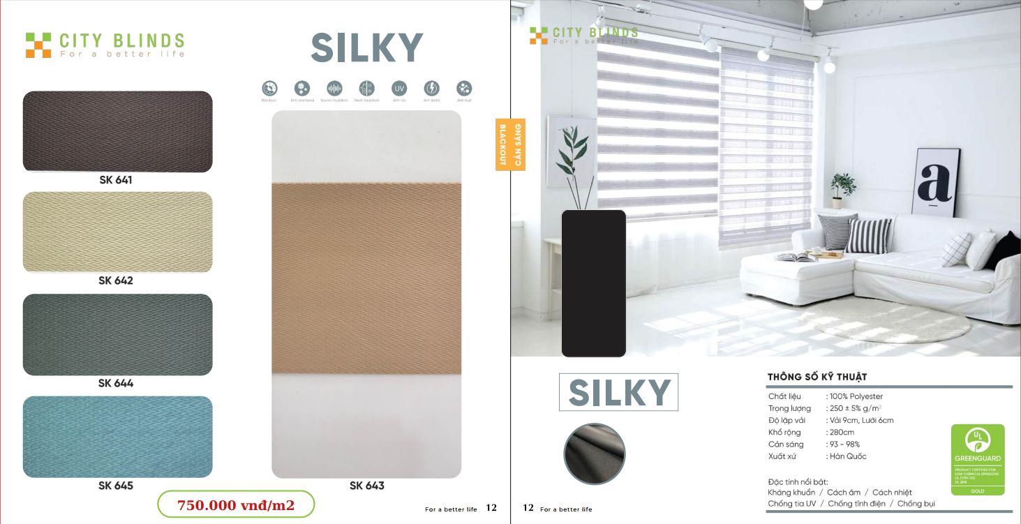 Mẫu rèm cầu vồng City Silky - 750.000đ/m2.