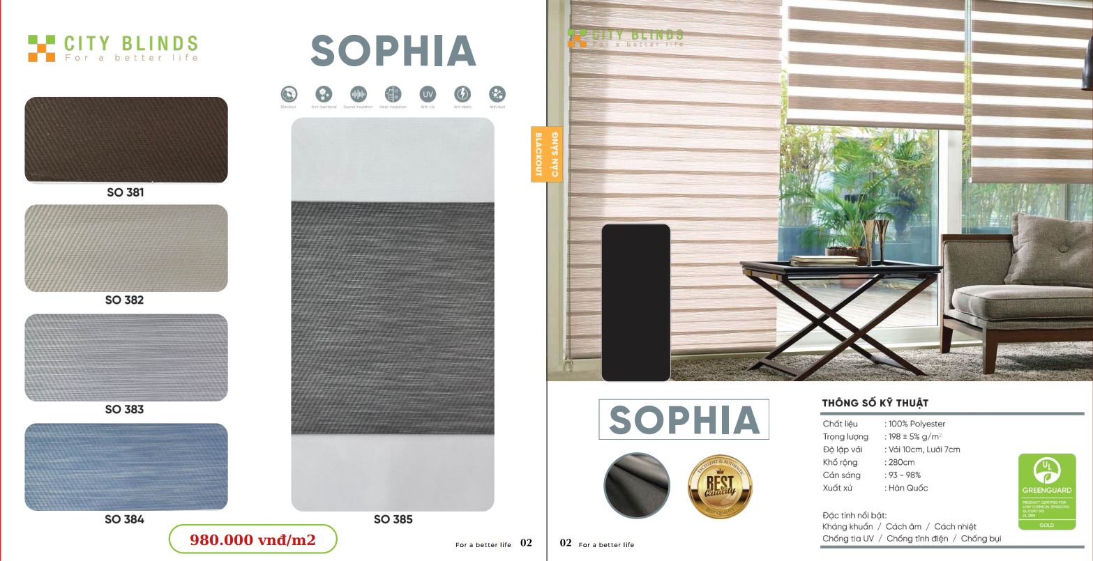 Mẫu rèm cầu vồng City Sophia - 680.000đ/m2.
