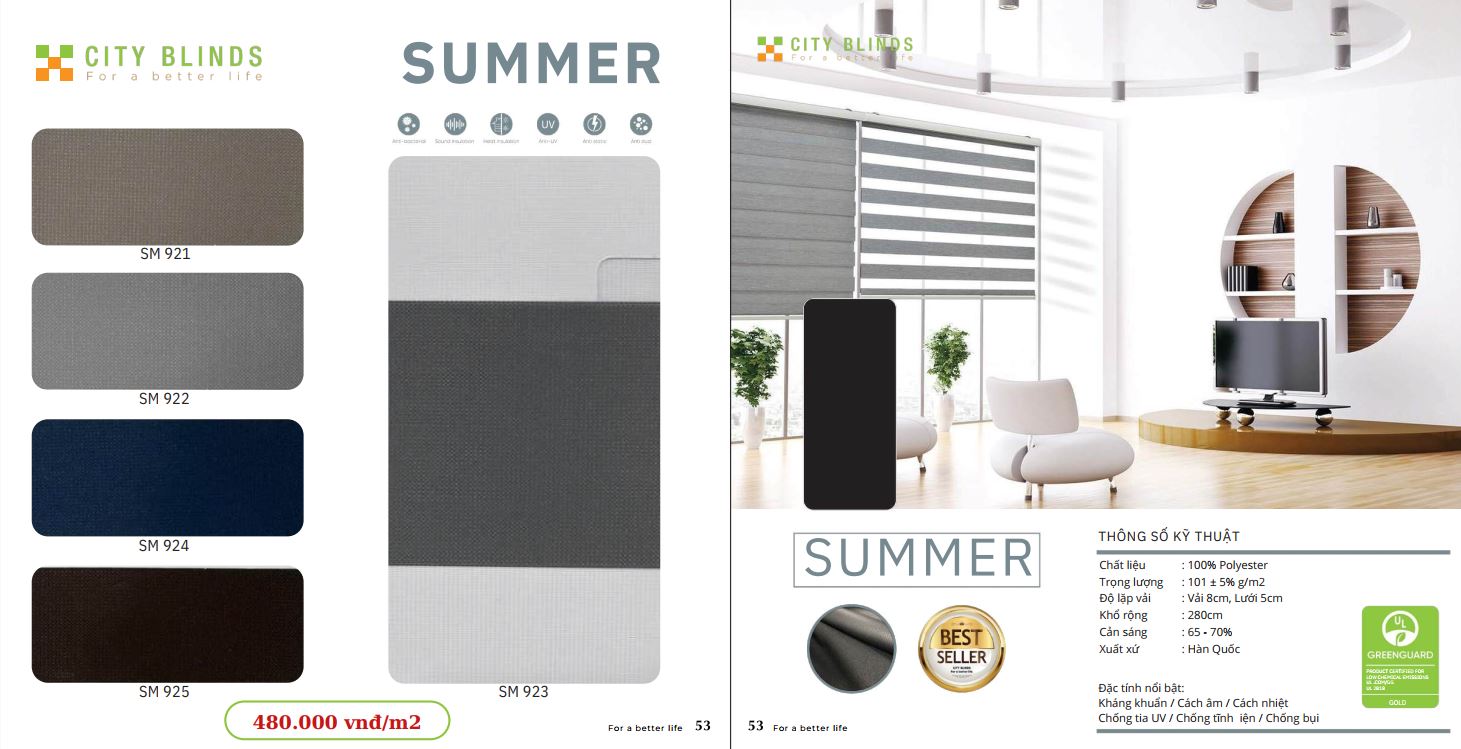 Mẫu rèm cầu vồng City Blind Summer - 480.000đ/m2.