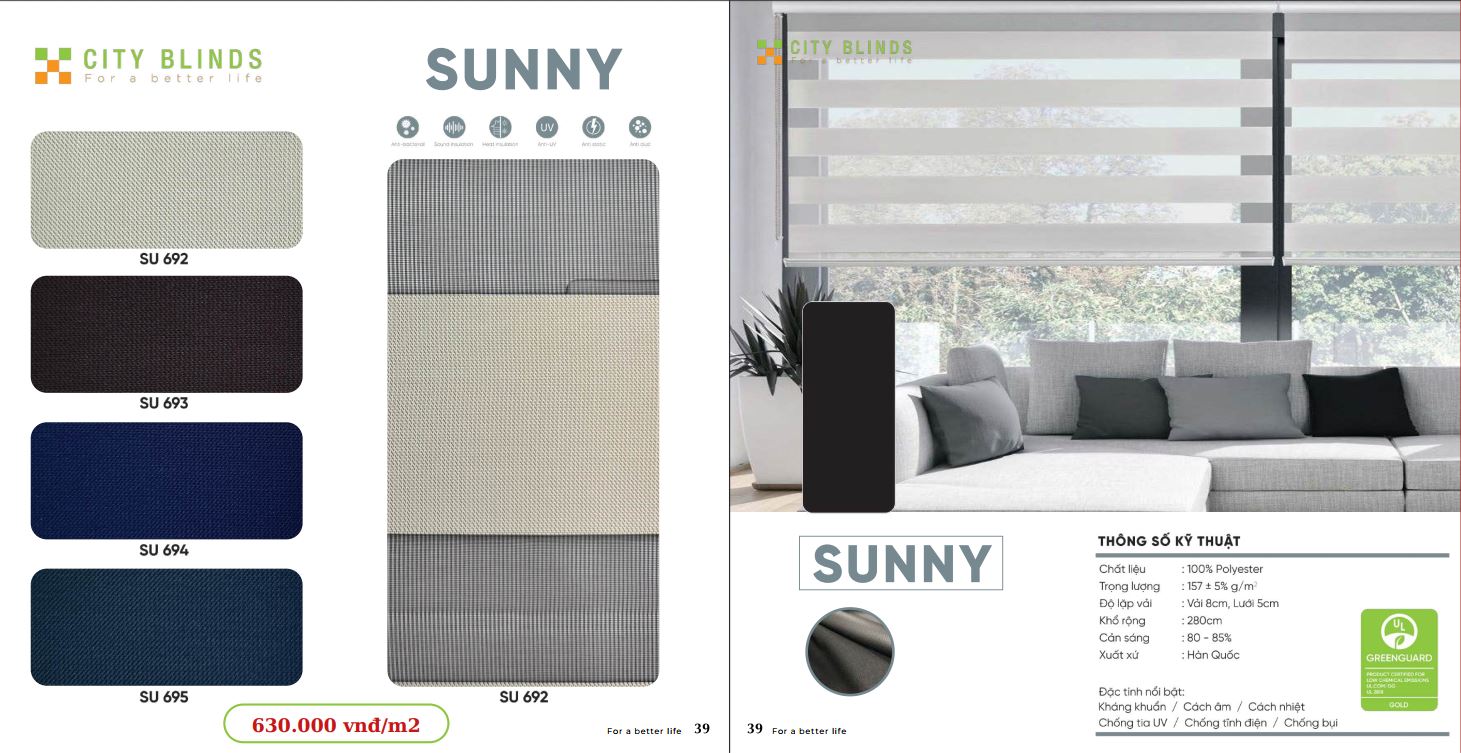 Mẫu rèm cầu vồng City Sunny- 630.000đ/m2.