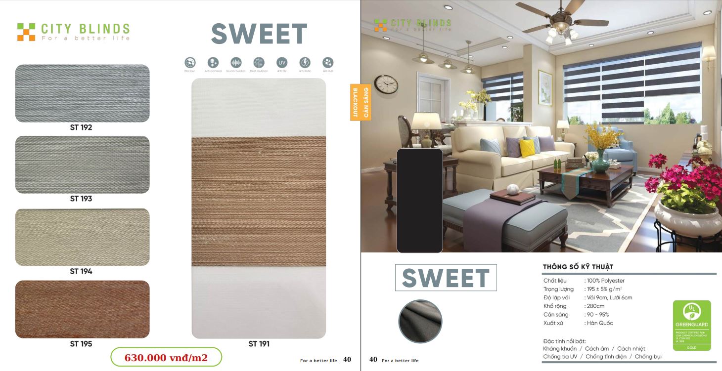 Mẫu rèm cầu vồng City Sweet - 630.000đ/m2.