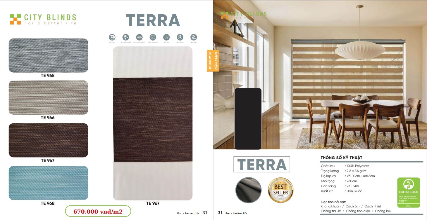 Mẫu rèm cầu vồng City Tera - 670.000đ/m2.